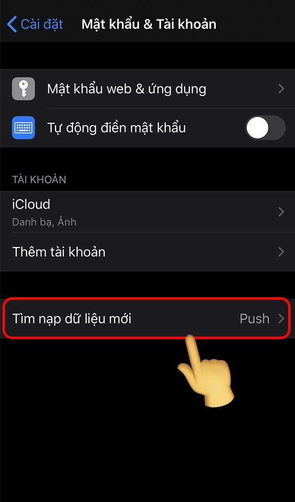 Chọn Tìm nạp dữ liệu mới