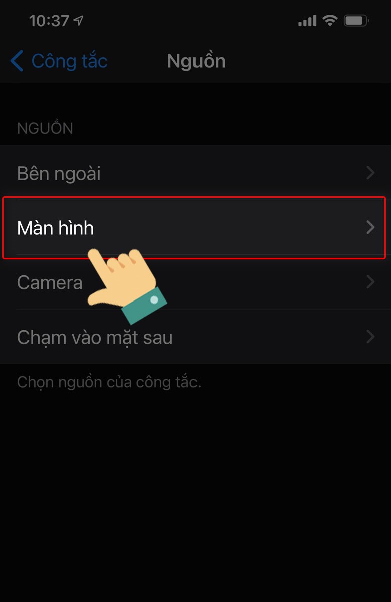 Nhấn chọn mục Màn hình